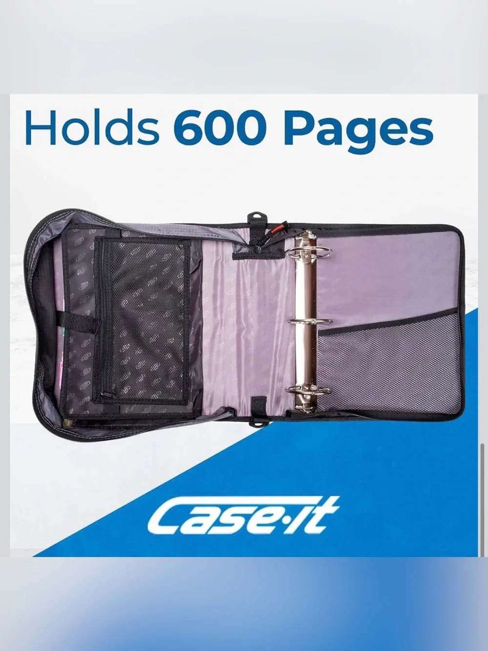 Case it Zipper Binder with Strap Red/Gray/Black